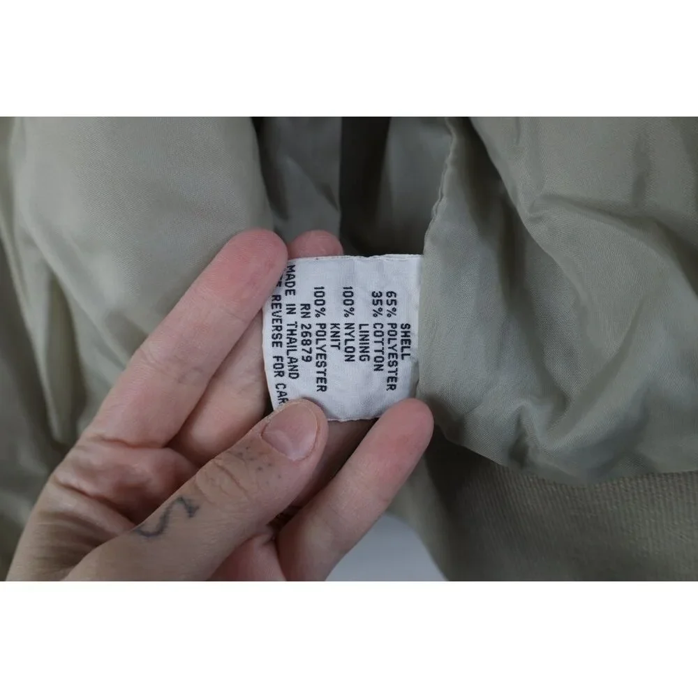 Vintage 80s 90s Streetwear Mens Large Full Zip Cafe Racer Bomber Jacket Beige - Picture 14 of 16
